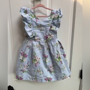 Janie and Jack Toddler Size 4 Floral Blue Short Sleeve Ruffle Dress
